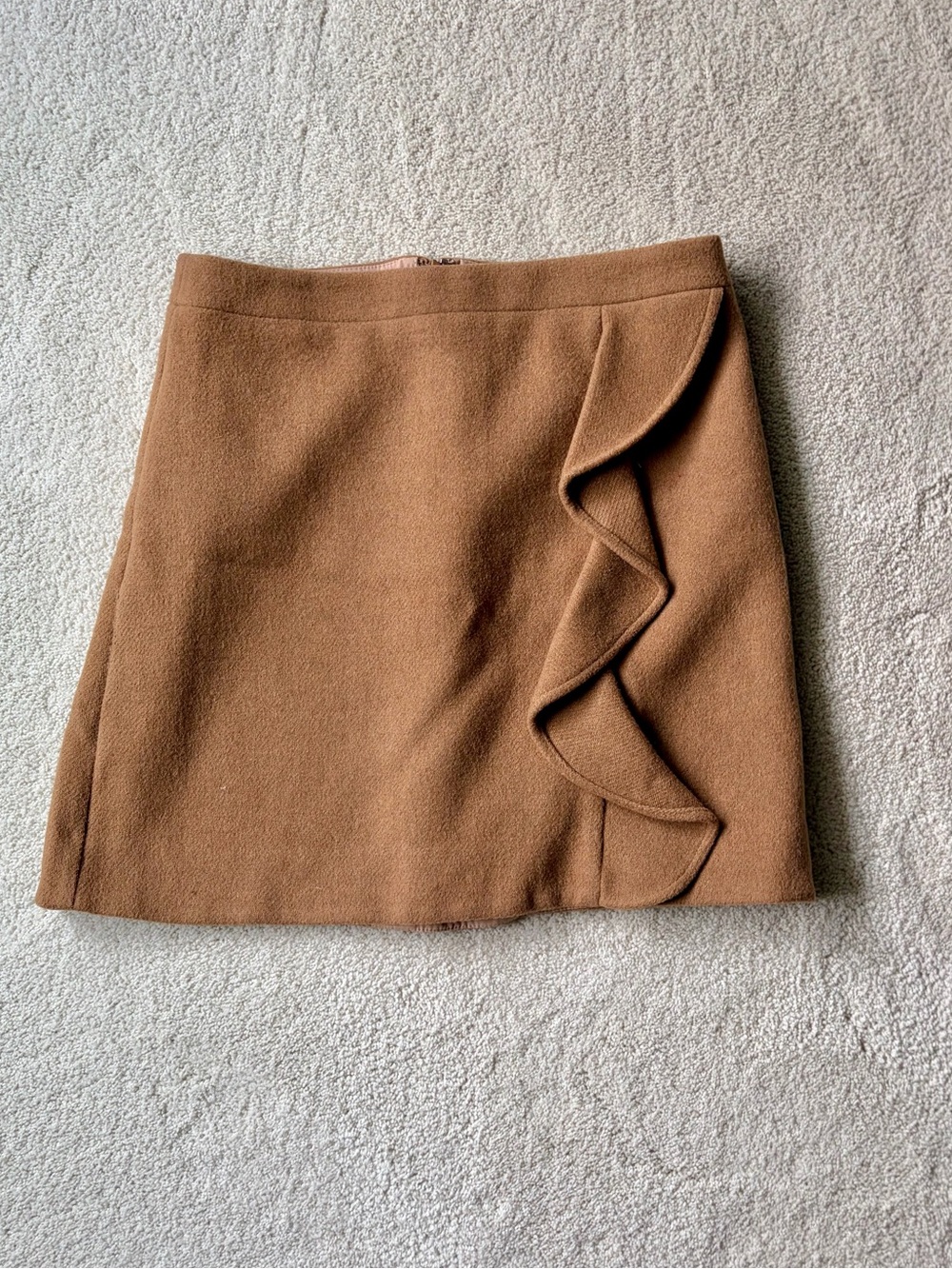 J Crew Camel Wool Blend Ruffle Skirt | Size 2